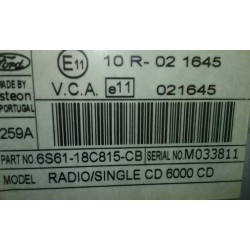 Recambio de sistema audio / radio cd para ford fiesta (cbk) 1.6 tdci cat referencia OEM IAM   