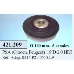 Recambio de polea cigueñal para peugeot 206 berlina 2.0 hdi cat referencia OEM IAM 421209 0515P12 0515L9