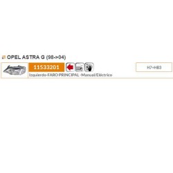 Recambio de faro izquierdo para opel astra g berlina referencia OEM IAM 1216157 11533201 1216157