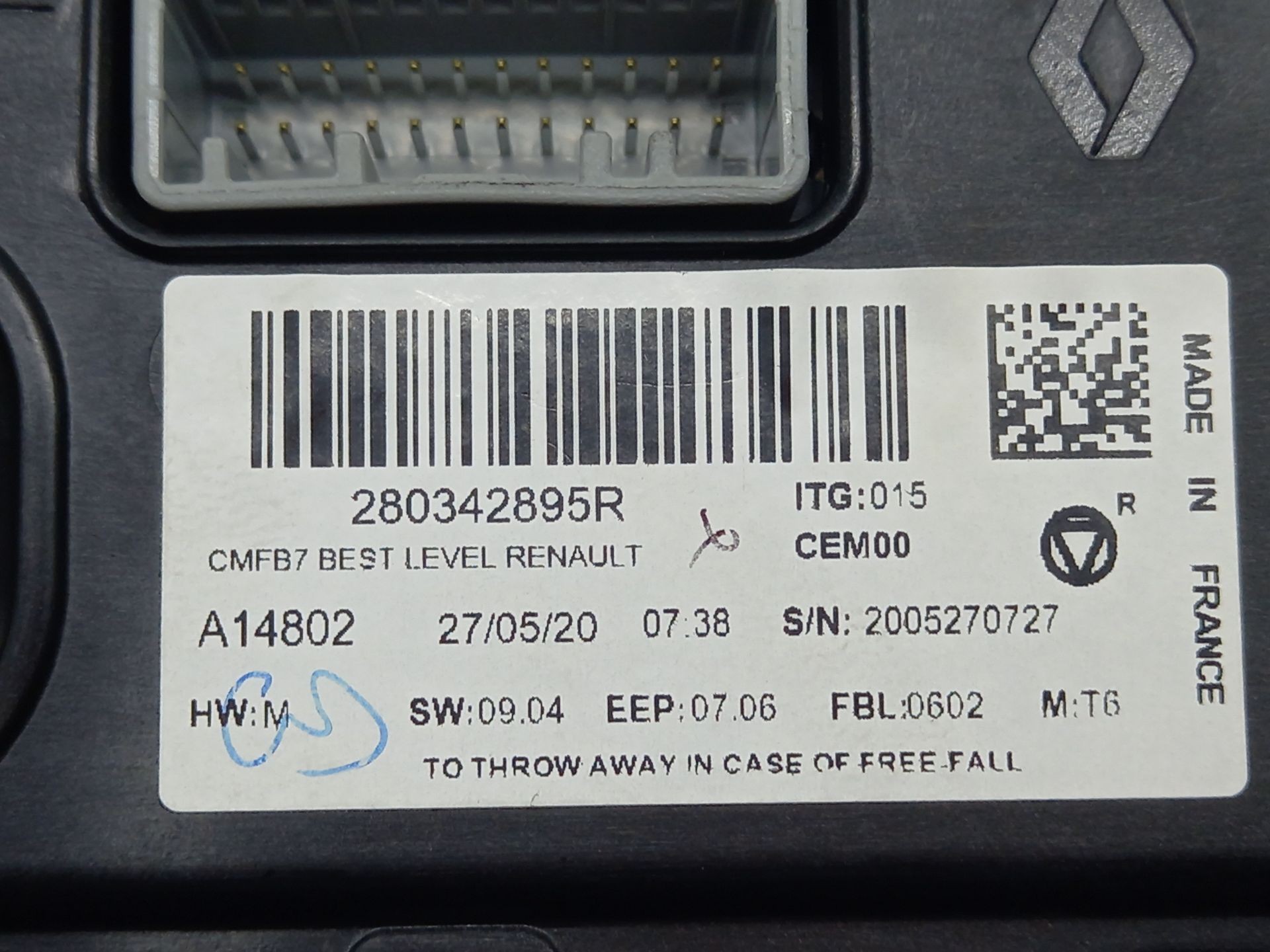 280342895R ECRAN MULTIFONCTIONS / remises A14802 / 2949707 POUR RENAULT CAPTUR II HF_