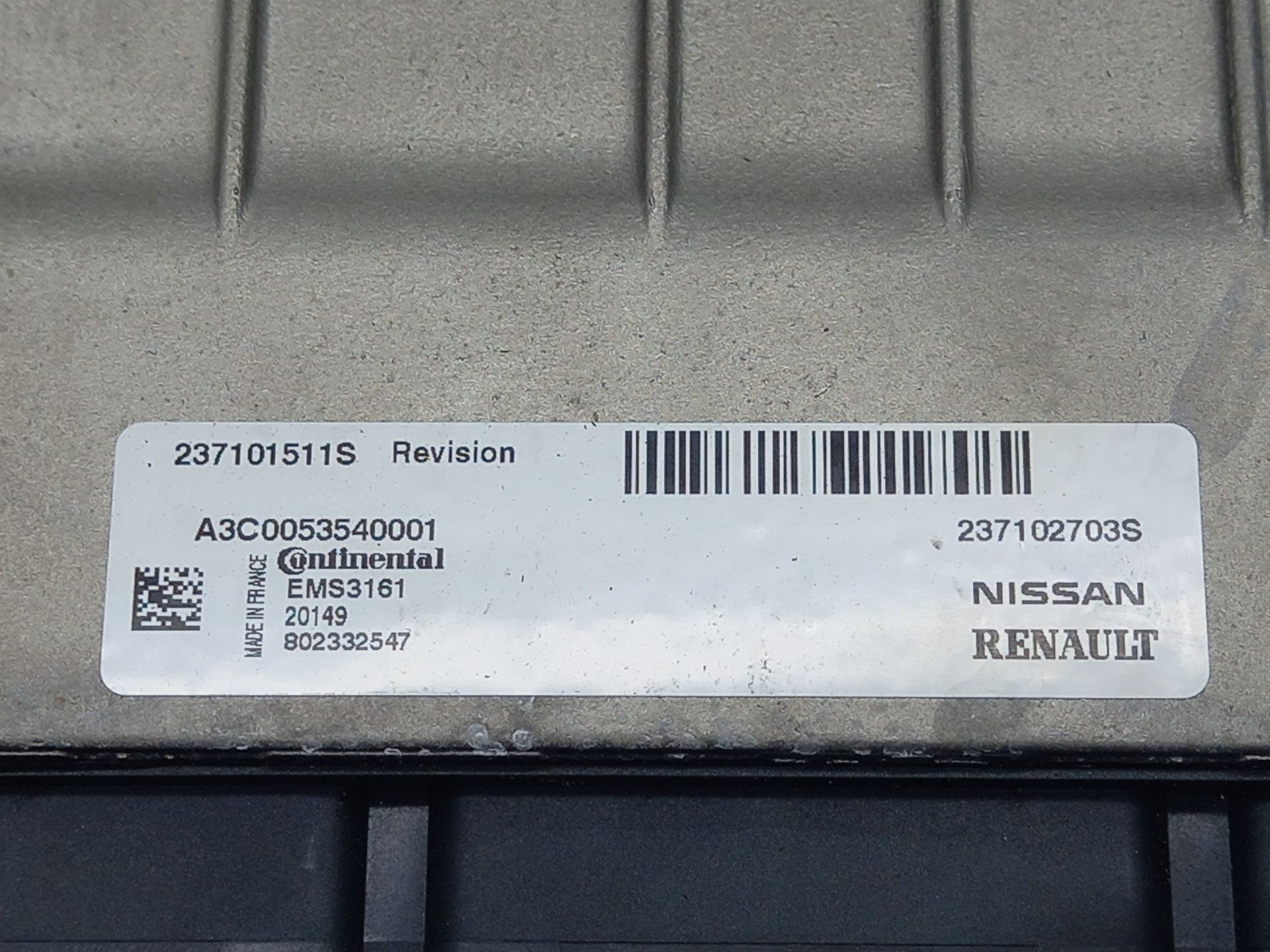 237102703S CALCULATEUR MOTEUR ECU / 237101511S / A3C0053540001 802332547 / mode 29496